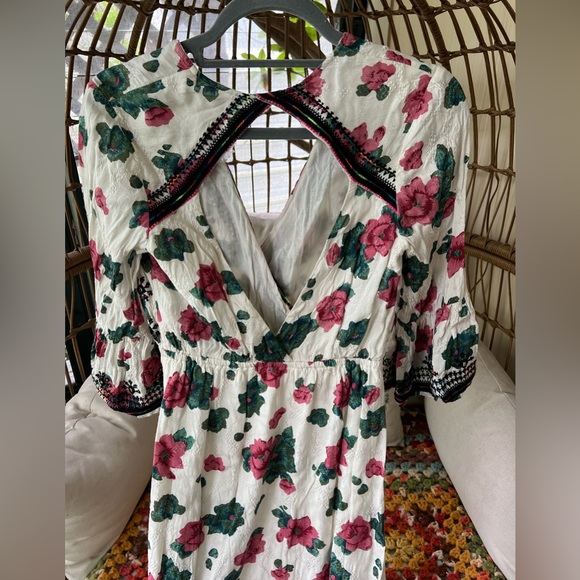 Free people floral open back midi dress with boho details - Picture 7 of 8